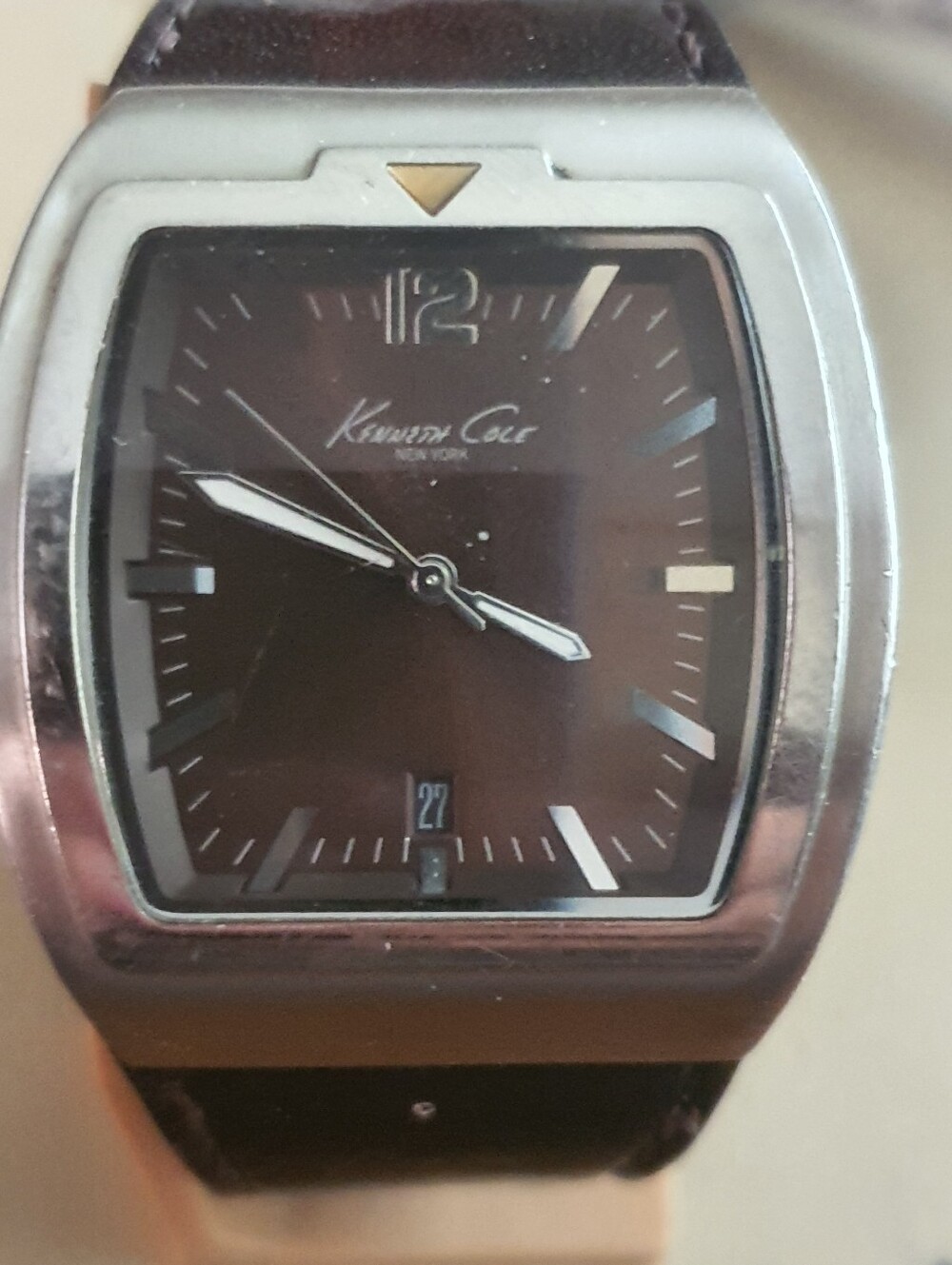 Kenneth Cole KC1213 Silver/Brown Leather Men's Watch w/Date